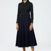 Brushed Denim Pintucked Skirt