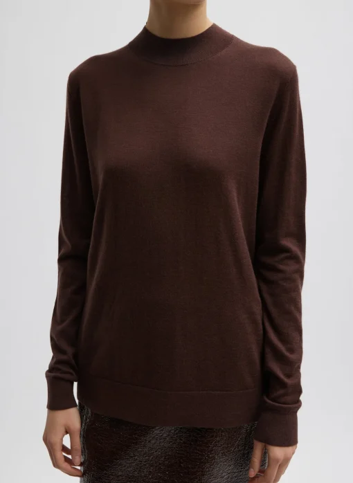 Cashmere Silk Blend Mock Neck Easy Sweater