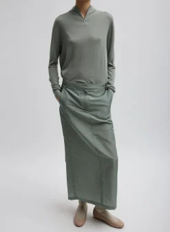 Cashmere Silk Blend Mock Neck Easy Sweater