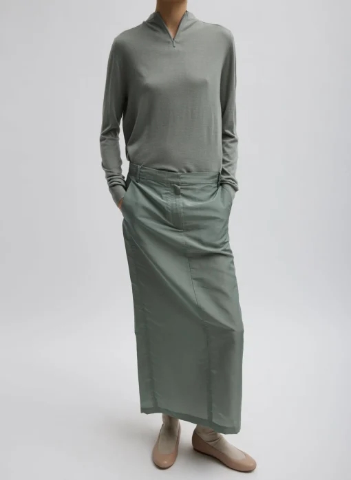 Cashmere Silk Blend Mock Neck Easy Sweater