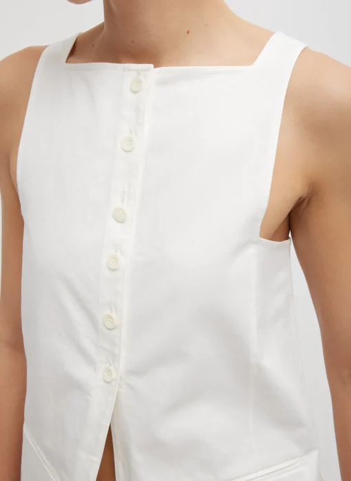 Chino Slit Front Sleeveless Tunic