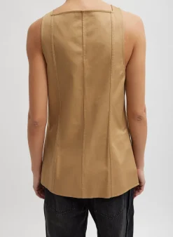 Chino Slit Front Sleeveless Tunic