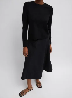 Compact Stretch Cashmere Long Sleeve Open Back Sweater