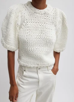 Deluxe Tube Yarn Sweater Mini Puff Pullover