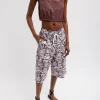 Italian Sporty Nylon Cropped Square Neck Top