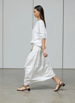 Nylon Asymmetrical Balloon Skirt