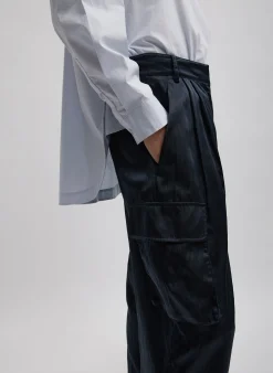 Shiny Nylon Pleated Stella Cargo Pant