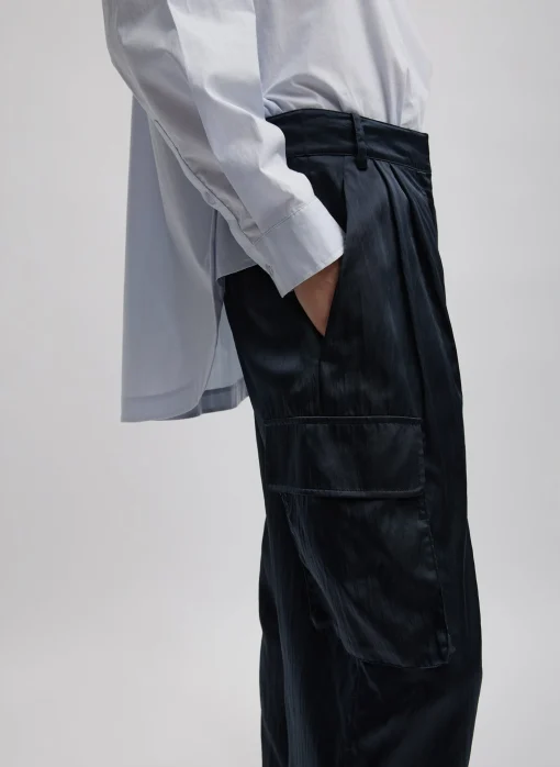 Shiny Nylon Pleated Stella Cargo Pant