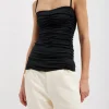 Stretch Light Weight Tech Knit Shirred Cami